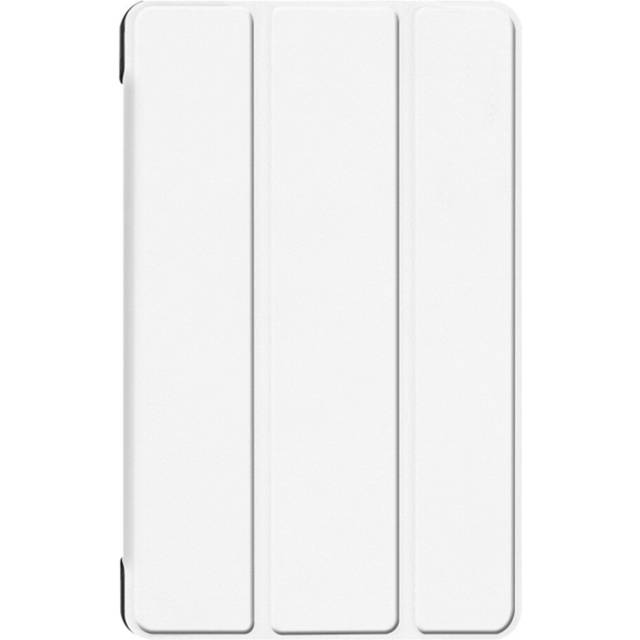 High Quality PU Leather + Plastic Bottom Case with Three-folding Holder for Galaxy Tab A 8 (2019) P200 / P205(White)