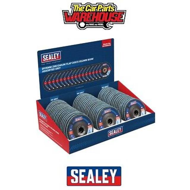 Sealey - FD115MIXDB Assorted Grit Flap Discs Zirconium Ø115mm Ø22mm Bore - Display Box of 60