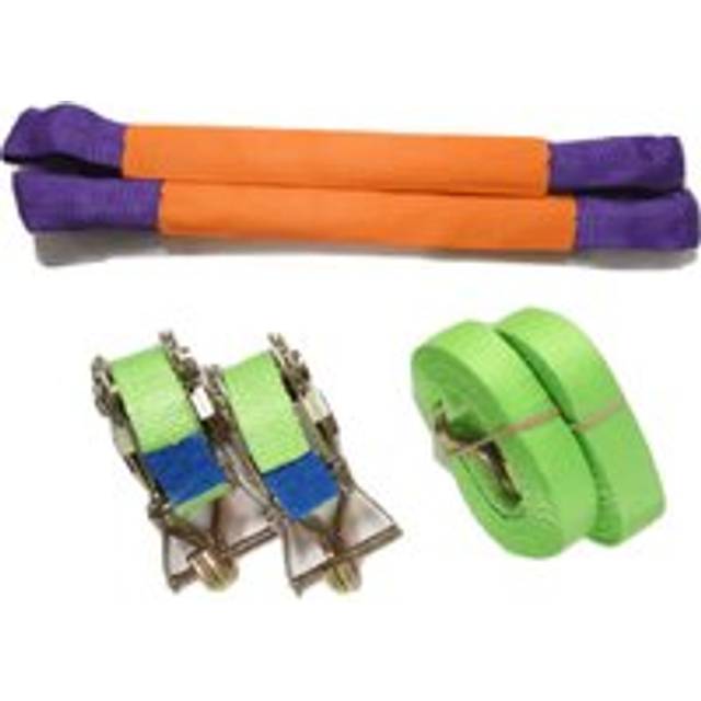 Recovery Ratchet Sets 35MM 4M 3T X2 (Round Slings Hi Vis Tie Down Straps)