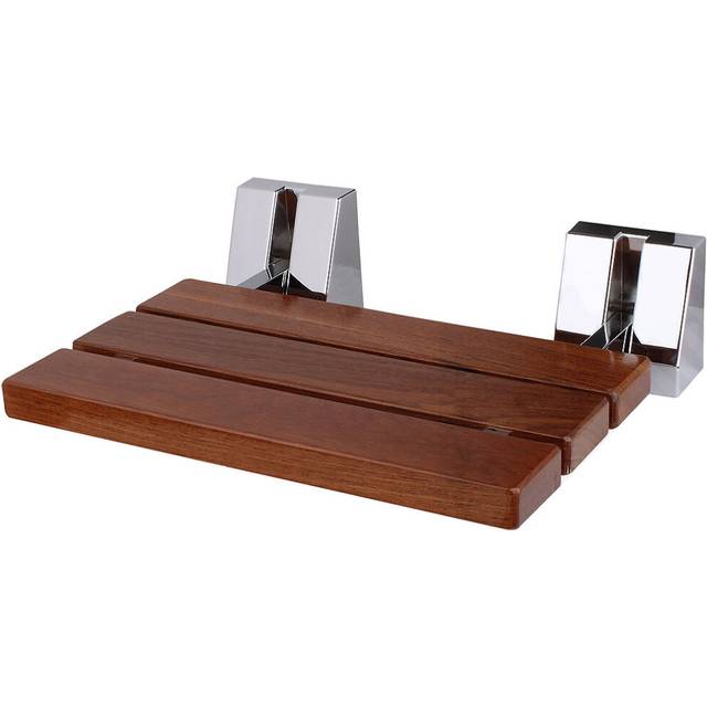 EcoSpa Bathroom Wall Mounted Solid Wood TEAK Folding Shower Seat