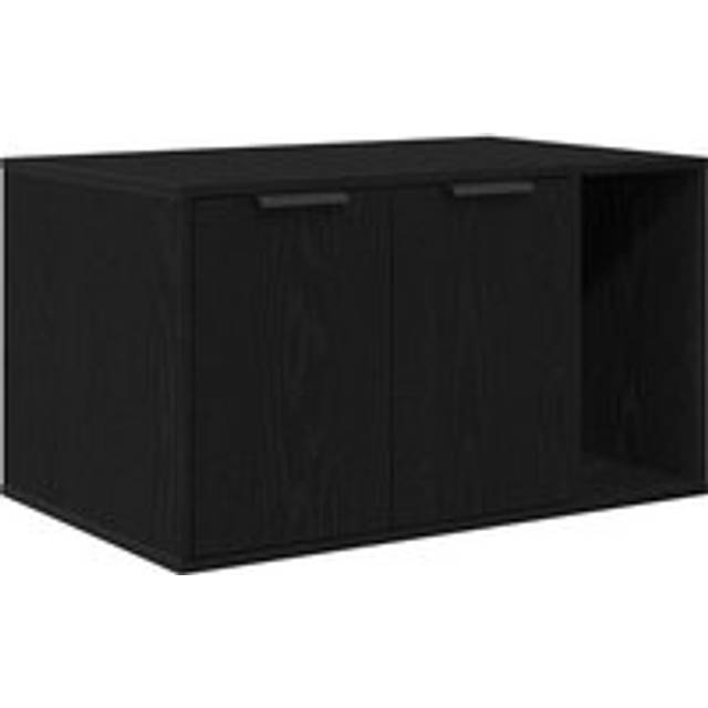 vidaXL Cat Litter Box Enclosure Black Oak 80x50x45 cm Engineered Wood