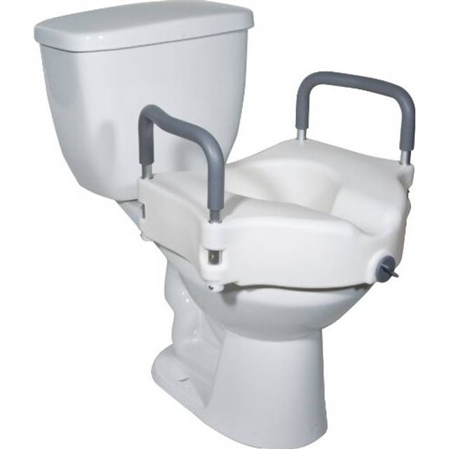 2 in 1 Elevated Toilet Seat Removable Arms Raised Disability Aid Universal