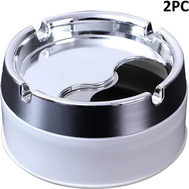 (A, One size) Outdoor Ashtray Stainless Steel Ashtray With Rotating Lid Round Windproof Ashtray For Office Garden Outdoor(two Pack)