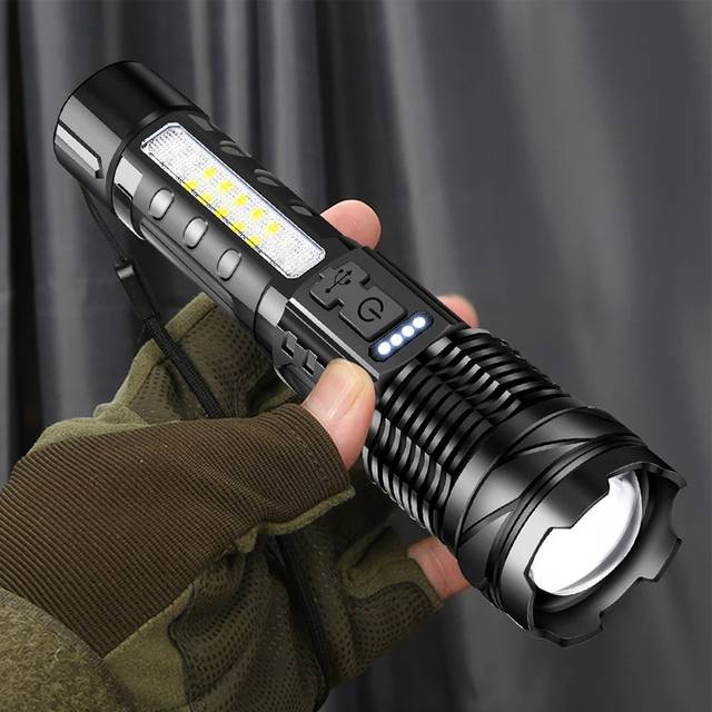 Gear Geek Super Powerful Rechargeable LED Torch with Side Light