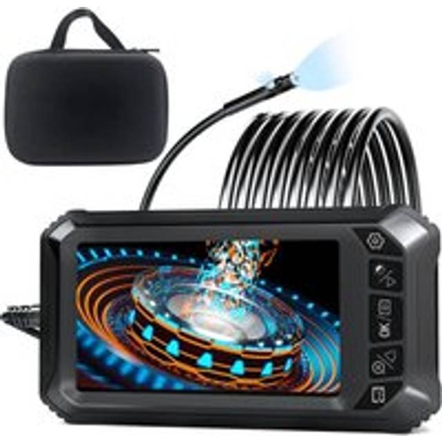Ikodm - Dual Lens Industrial Endoscope Camera, 5' Inch ips Screen Industrial Endoscope, Endoscope Camera with 6 Adjustable LEDs, 8mm IP67 Waterproof