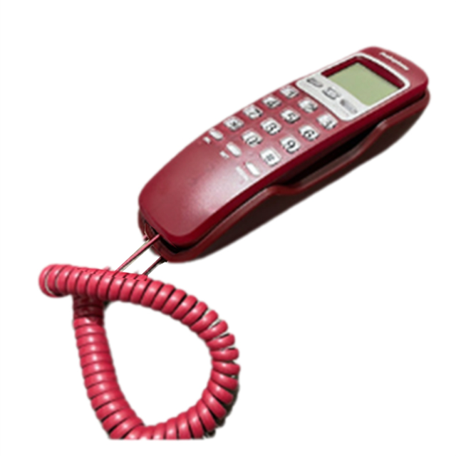 Wall Mounted Corded Telephone, Caller ID Display, Wired Landline Phone for Home, Hotel, Office Red