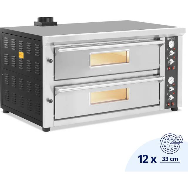 Electric Pizza Oven - 6+6 x 33 cm - 2 chambers - 13 200 W - 400 V - fireclay stone - Royal Catering RCPO-1011-N