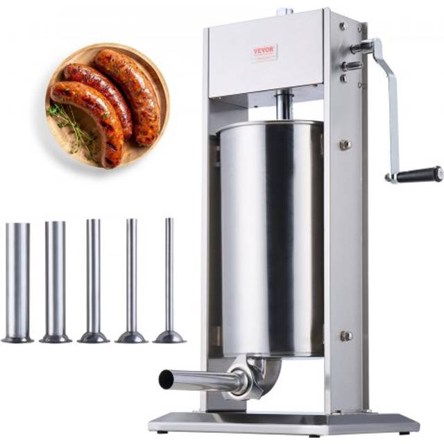 VEVOR Manual Sausage Stuffer 15 L Vertical Sausage Machine 304 Stainless Steel