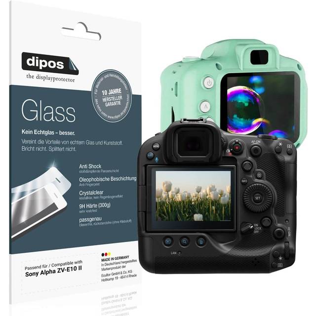 2x screen protector for sony alpha zv-e10 ii flexible glass 9h dipos