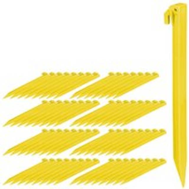 Set of 64 Relaxdays Tent Pegs Lightweight Anchor Pins, Soft & Sandy Terrain, 31 cm, Plastic, Stakes, Assorted, Yellow