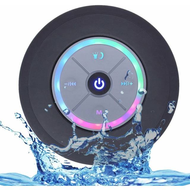 Led Wireless Bluetooth Speaker Waterproof FM Radio Mini Shower Speaker-Black
