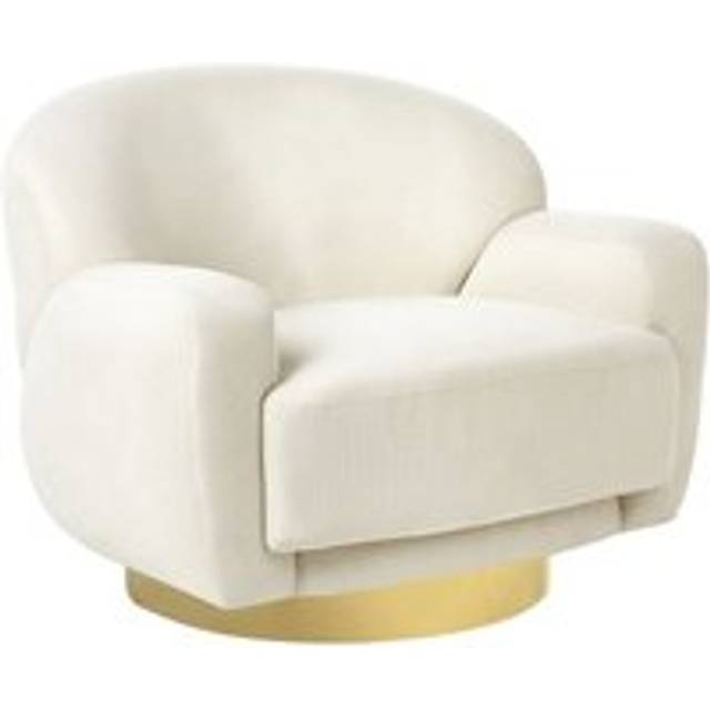 Armchair Curved Glam Art Deco Gold Base Light Beige Fabric Lejre