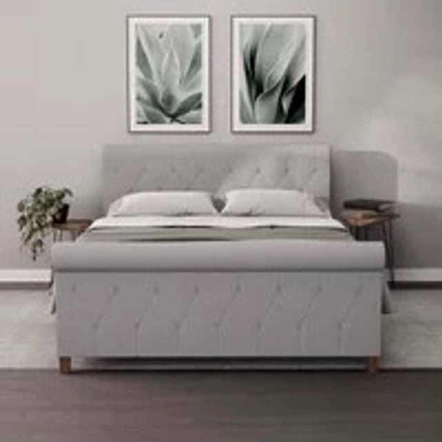 Vida Designs Vittorio Linen 4ft6 Double Size Bed Frame Light Grey, Light Grey