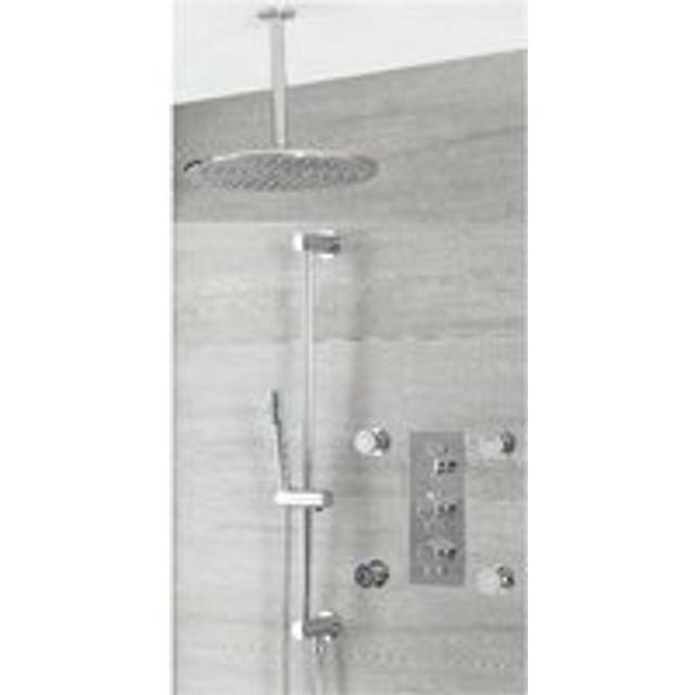 Milano Mirage - Modern 3 Outlet Triple Thermostatic Mixer Shower Valve with Ceiling Mounted 300mm Round Rainfall Shower Head Hand Shower Handset