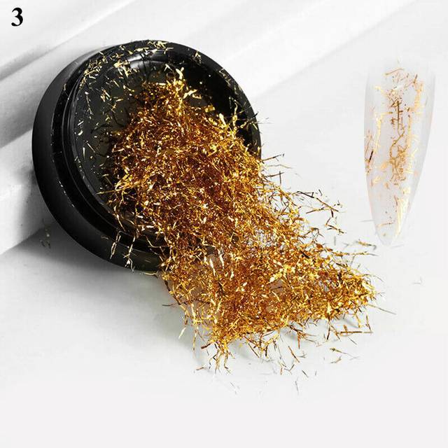 Nail Foil Paper Holographic Flakes Nail Art Sticker 3D Manicure Decoration Gold