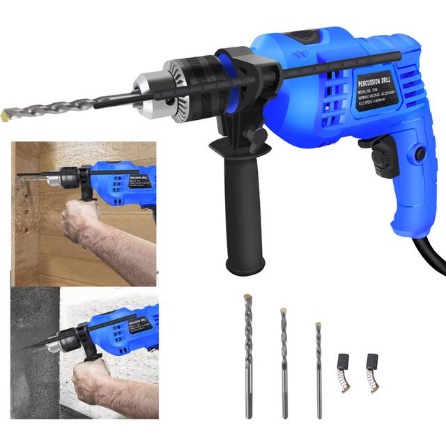 Electric Corded Impact Drill 850W Hammer Drill Variable Speed 0-3000 RPM Hammer and Drill 2-in-1 Function with Rotating Handle