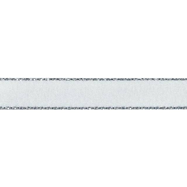 Berisfords Silver Edge Satin Ribbon 1 White - 7mm - per metre