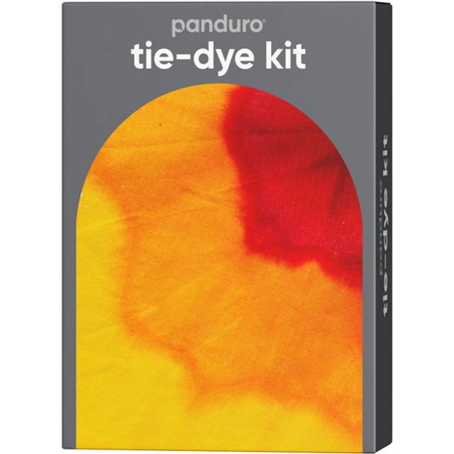 Tie-dye kit – 3×85 ml akvarell-textilfärg röd, orange, gul + handskar & gummisnoddar - Färgmix