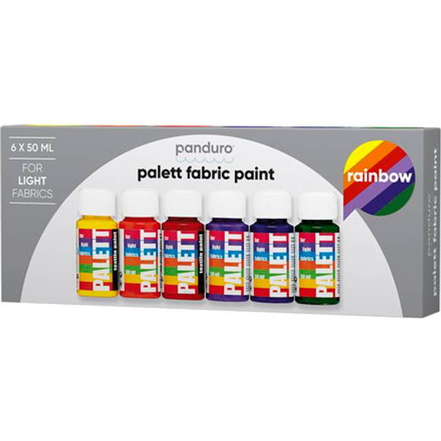 Fabric Paint Rainbow set 6×50 ml, textilfärger i basfärger för ljust tyg