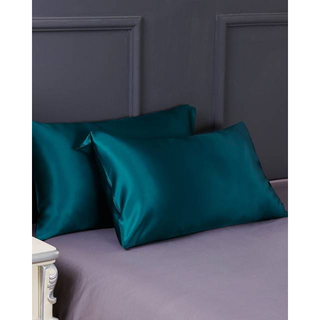 Lilysilk Pure Silk Pillowcase Dark Teal 2 Pack UK Comfortable Pure Silk Luxury Oeko Certification Mulberry Silk - Standard(50 x 75cm)