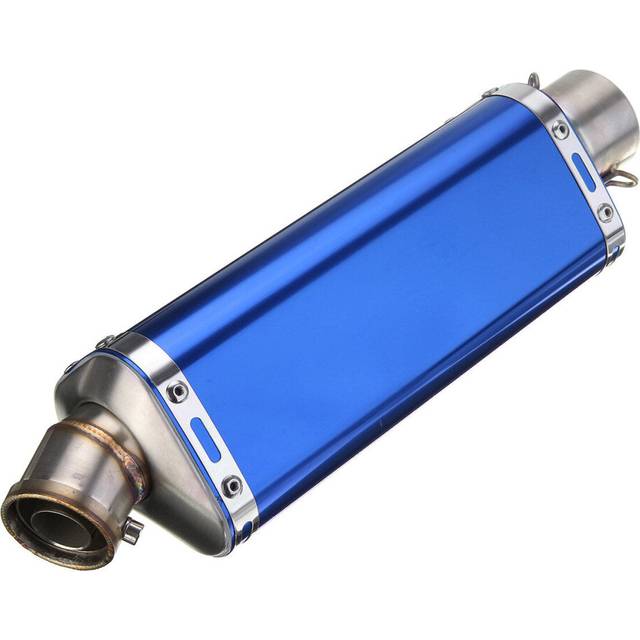 (Blue 2) 38-51mm Stainless Steel Universal Motorcycle Exhaust Muffler Pipe with Silencer
