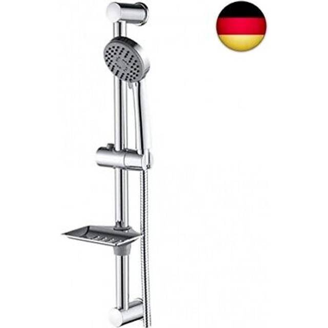 M20903 Ibergrif Shower Riser Kit - 600mm Chrome Slide Bar, 170cm Hose, Shower Head, Holder & Soap Dish, Adjustable Height