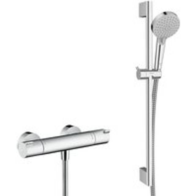 Ecostat Set thermostatic mixer + 65 cm bar + Hand shower 2 jets + Hose, Chrome (13211000-Vernis) - Hansgrohe