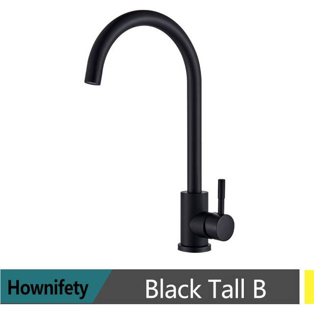 (Black Tall B) Black Modern Bathroom Basin Faucet Stainless Steel Hot Cold  Wash Mixer