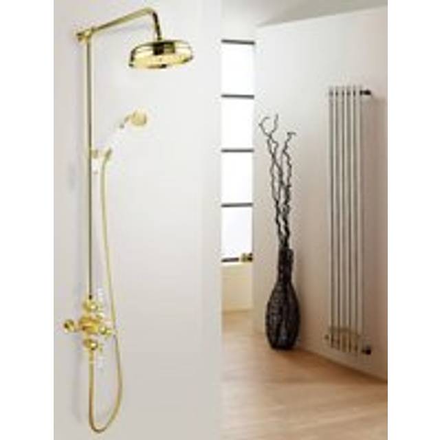 Enora Traditional Exposed Thermostatic Valve, Riser Rail & Round Handset Gold