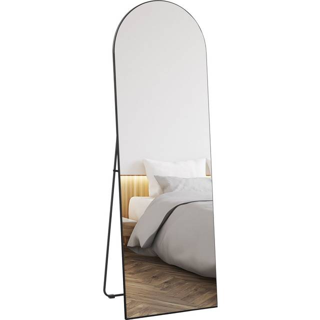 HOMCOM 150cm Arched Full Length Mirror - Black, none