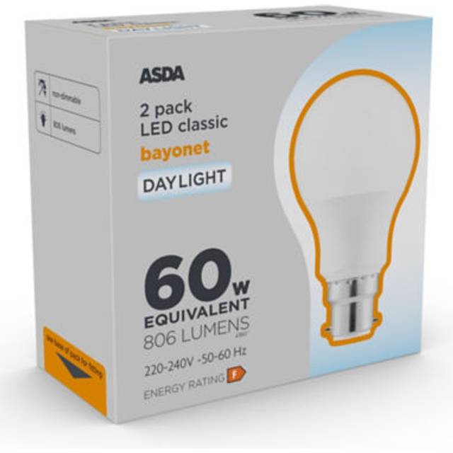 ASDA LED Classic 60W Large Bayonet Daylight Lightbulb