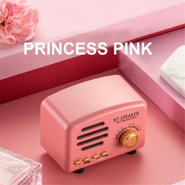 (a-Princess Pink) Long Battery Life Retro Audio 1200 Mah 2 Inches Portable Speaker 5w Mini Card Radio Mini Speaker Smart Led Light Source