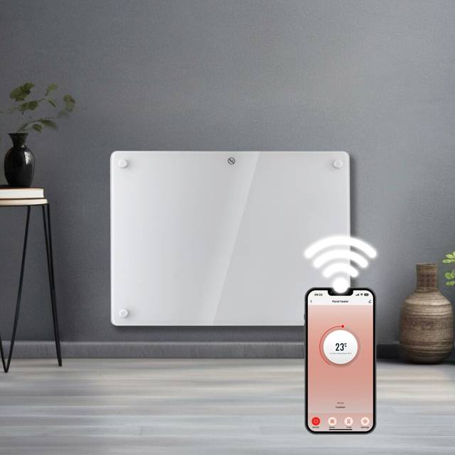 Futura 1000W White Glass Electric Panel Heater Wifi Wall Mounted, White