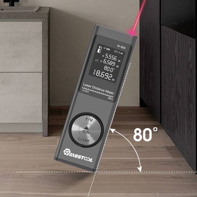 80m Digital Mini Laser Rangefinder with Electronic Angle Sensor M/In/Ft Unit Switching USB Charging Distance Meter