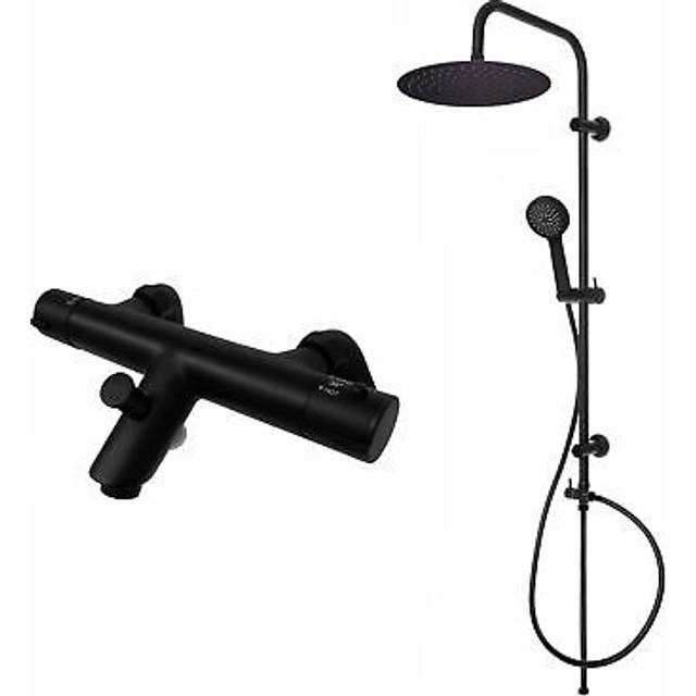 Enki - Dune Overhead Shower & Handheld Kit Dual Riser Black 300mm