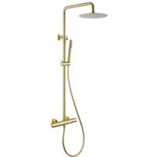 ENKI Dune Shower Head & Handheld Round Brushed Brass 200mm