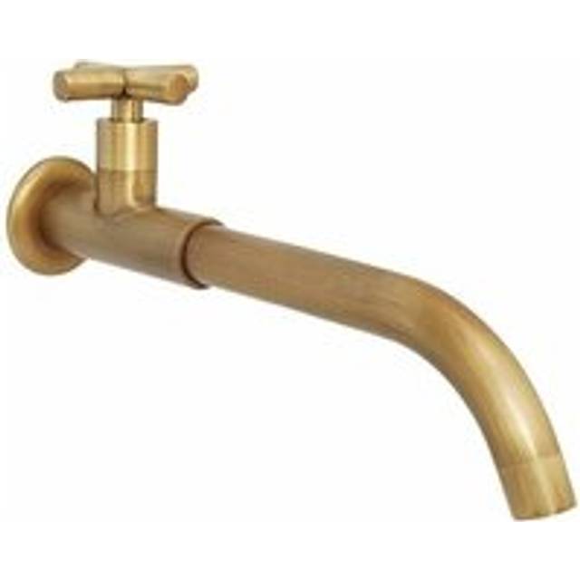 Alwaysh - Brass Cold Water Wall Mounted Faucet, Antique Long Garden Tap, 360° Swivel Mixer Tap with Cross Handle, Brushed