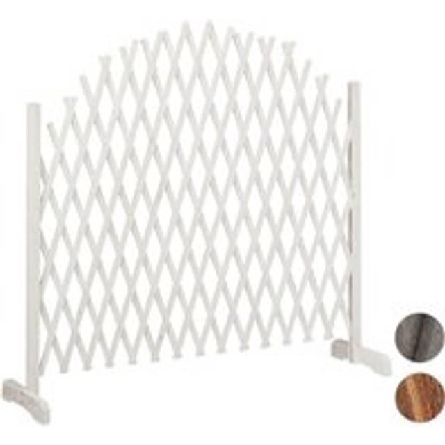 Wooden Trellis, Extendable, Freestanding, Garden Lattice, Balcony Climbing Aid, White - Relaxdays