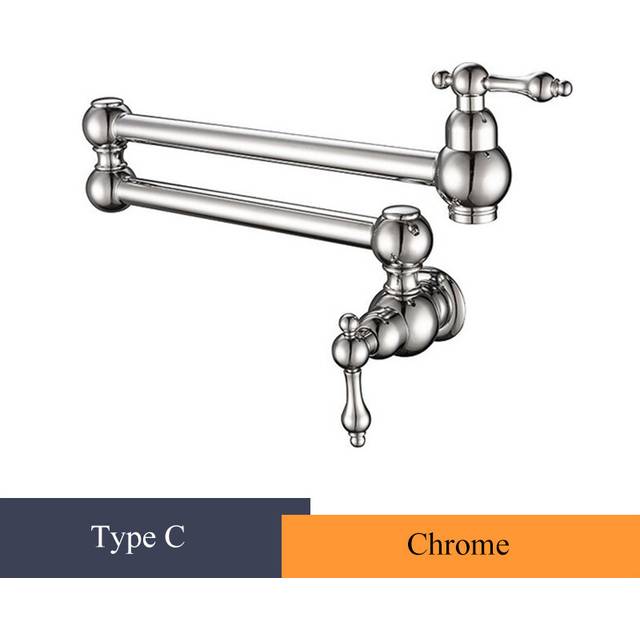 (Chrome C) Brushed Gold Kitchen Faucet Wall Mount Bathroom Basin Faucet Cold Water