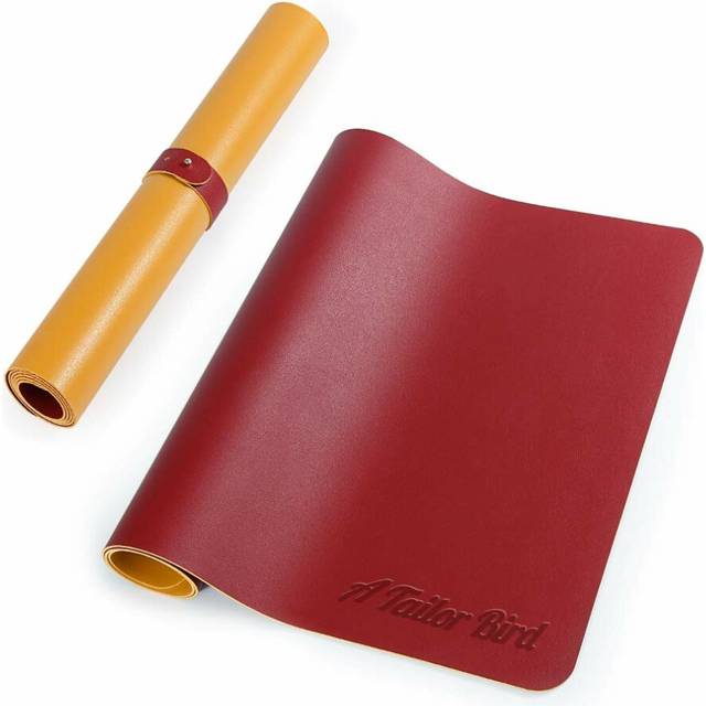 (Red & Yellow) Gaming Mouse Pad Extended Large Desk Mat PU Leather Blotter Dual Sided Non Slip Water Resistant for Keyboard and Mouse