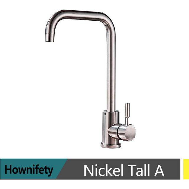 (Nickel Tall A) Black Modern Bathroom Basin Faucet Stainless Steel Hot Cold  Wash Mixer