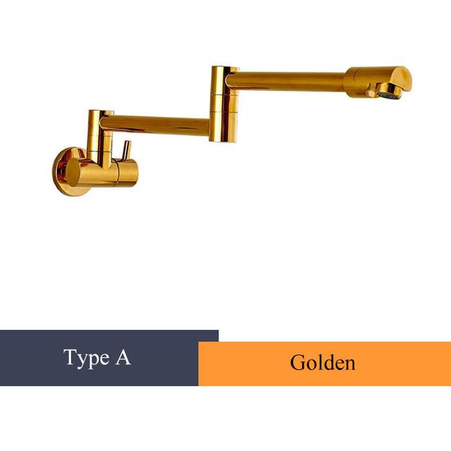 (Golden A) Brushed Gold Kitchen Faucet Wall Mount Bathroom Basin Faucet Cold Water