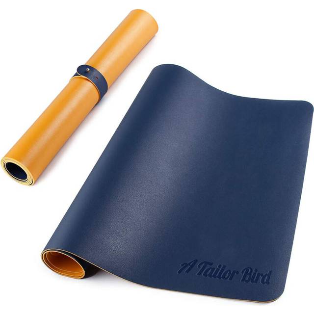 (Blue & Yellow) Gaming Mouse Pad Extended Large Desk Mat PU Leather Blotter Dual Sided Non Slip Water Resistant for Keyboard and Mouse