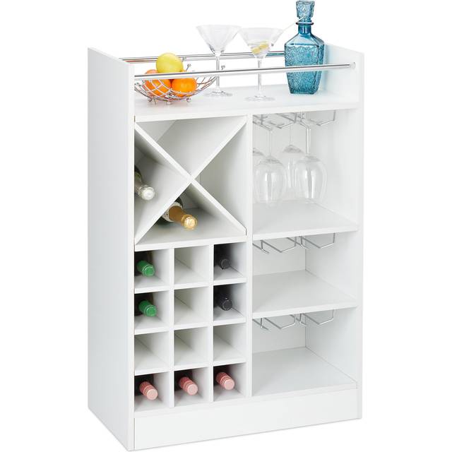 Relaxdays Wine Rack with Glass Holder for 22 Bottles, Freestanding, Prosecco, Home Bar HxWxD: 96 x 63 x 35 cm, Black