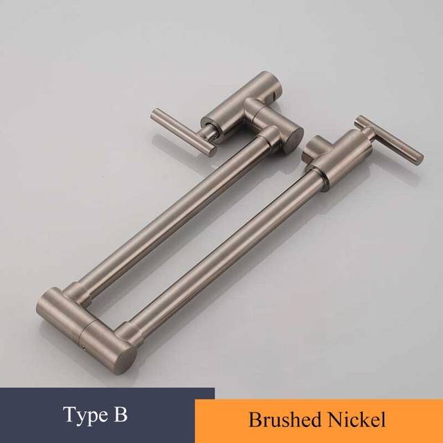 (Brushed Nickel B) Brushed Gold Kitchen Faucet Wall Mount Bathroom Basin Faucet Cold Water