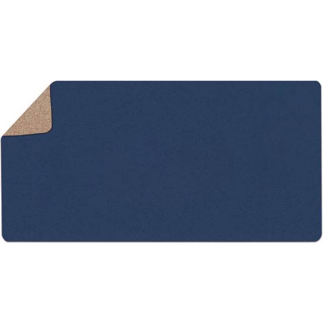(Blue, M) Large Mouse Pad PU Leather Cork Anti-slip Gaming Keyboard Pad Desktop Table Protective Mat for Home Office