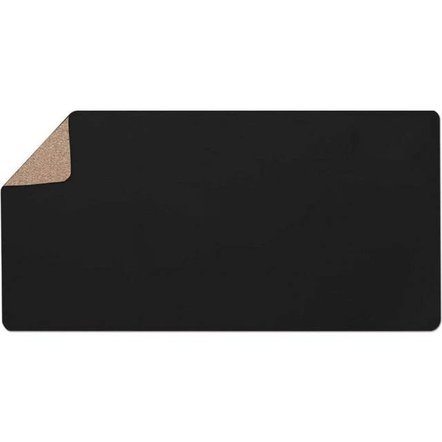 (Black, M) Large Mouse Pad PU Leather Cork Anti-slip Gaming Keyboard Pad Desktop Table Protective Mat for Home Office