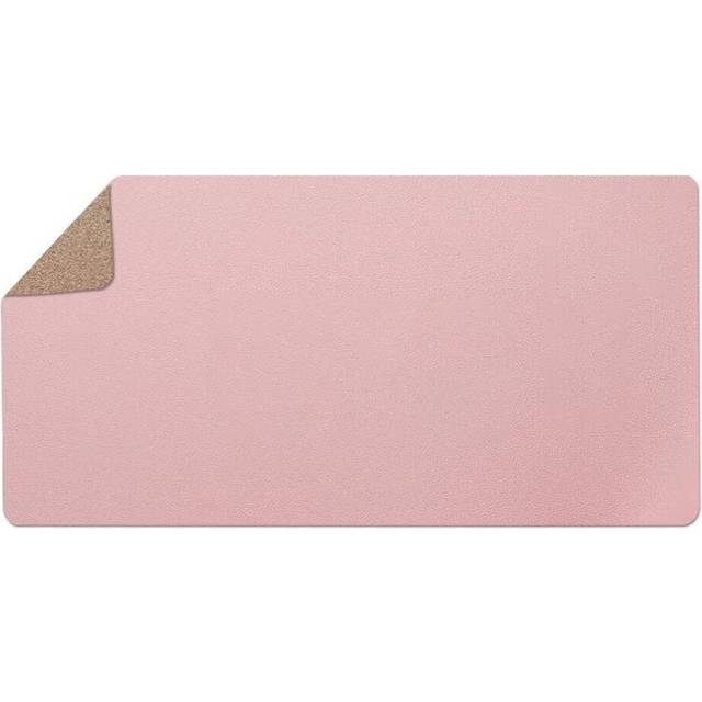 (Pink, M) Large Mouse Pad PU Leather Cork Anti-slip Gaming Keyboard Pad Desktop Table Protective Mat for Home Office