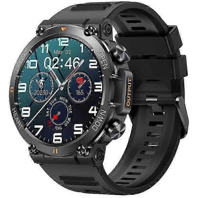 (black) Military Smart Watch for Men(Answer /Make Call)Rugged Heart Rate Fitness Tracker - Black