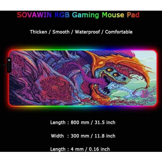 Sovawin 800x300 Big Large Led Rgb Lighting Gaming Mousepad Xl Gamer Mat Grande Mouse Pad C S Go Hyper Beast For Pc Computer